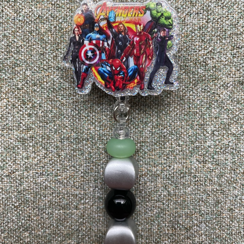 Marvel Avengers Glittery Badge Holder with Beads